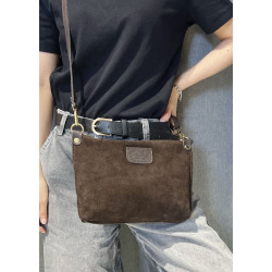 Sac bandoulière en daim cuir véritable – Sac femme chic et élégant