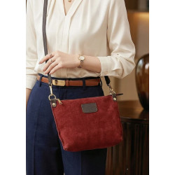 Sac bandoulière en daim cuir véritable – Sac femme chic et élégant