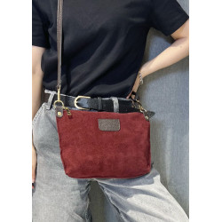 Sac bandoulière en daim cuir véritable – Sac femme chic et élégant