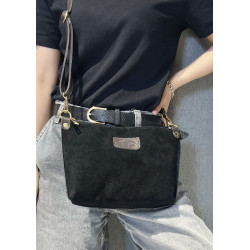 Sac bandoulière en daim cuir véritable – Sac femme chic et élégant