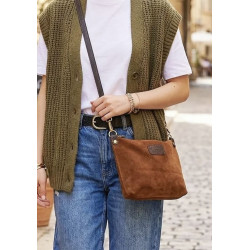 Sac bandoulière en daim cuir véritable – Sac femme chic et élégant