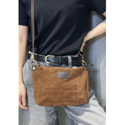 Sac bandoulière en daim cuir véritable – Sac femme chic et élégant