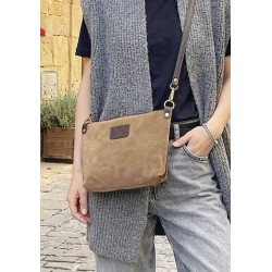 Sac bandoulière en daim cuir véritable – Sac femme chic et élégant
