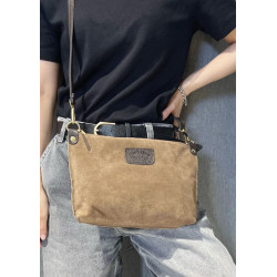Sac bandoulière en daim cuir véritable – Sac femme chic et élégant