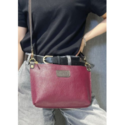 Sac bandoulière en cuir grainé véritable – Sac femme élégant et intemporel