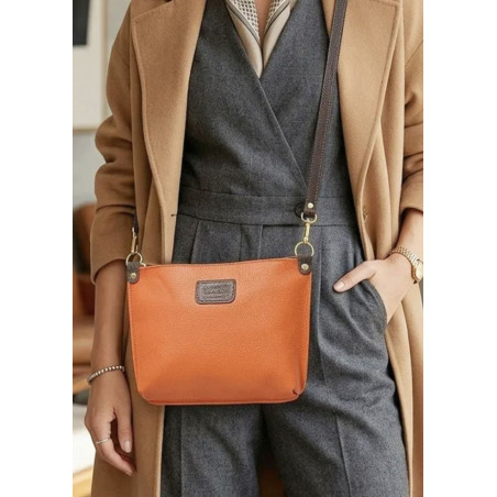 Sac bandoulière en cuir grainé véritable – Sac femme élégant et intemporel