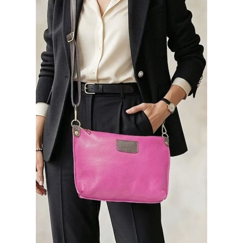Sac bandoulière en cuir grainé véritable – Sac femme élégant et intemporel