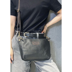 Sac bandoulière en cuir grainé véritable – Sac femme élégant et intemporel