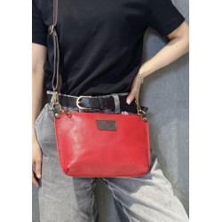 Sac bandoulière en cuir grainé véritable – Sac femme élégant et intemporel