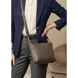 Sac bandoulière en cuir grainé véritable – Sac femme élégant et intemporel