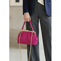 Sac bandoulière en daim avec fermoir vintage – Sac femme élégant en cuir véritable