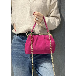 Sac bandoulière en daim avec fermoir vintage – Sac femme élégant en cuir véritable