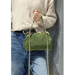 Sac bandoulière en daim avec fermoir vintage – Sac femme élégant en cuir véritable