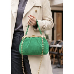 Sac bandoulière en daim avec fermoir vintage – Sac femme élégant en cuir véritable