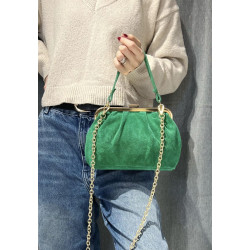 Sac bandoulière en daim avec fermoir vintage – Sac femme élégant en cuir véritable