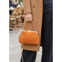Sac bandoulière en daim avec fermoir vintage – Sac femme élégant en cuir véritable