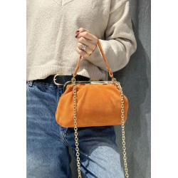 Sac bandoulière en daim avec fermoir vintage – Sac femme élégant en cuir véritable