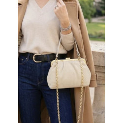 Sac bandoulière en daim avec fermoir vintage – Sac femme élégant en cuir véritable