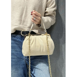 Sac bandoulière en daim avec fermoir vintage – Sac femme élégant en cuir véritable