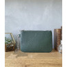 Porte-monnaie en cuir grainé véritable – Pochette zippée élégante pour femme