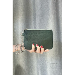 Porte-monnaie en cuir grainé véritable – Pochette zippée élégante pour femme