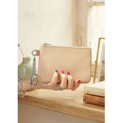 Porte-monnaie en cuir grainé véritable – Pochette zippée élégante pour femme
