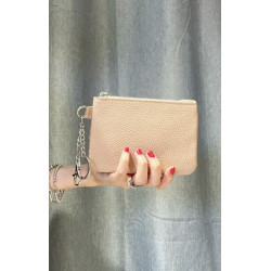 Porte-monnaie en cuir grainé véritable – Pochette zippée élégante pour femme