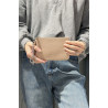 Porte-monnaie en cuir grainé véritable – Pochette zippée élégante pour femme