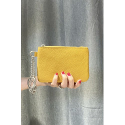 Porte-monnaie en cuir grainé véritable – Pochette zippée élégante pour femme