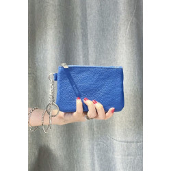 Porte-monnaie en cuir grainé véritable – Pochette zippée élégante pour femme