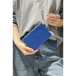 Porte-monnaie en cuir grainé véritable – Pochette zippée élégante pour femme