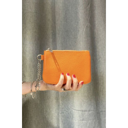Porte-monnaie en cuir grainé véritable – Pochette zippée élégante pour femme