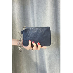 Porte-monnaie en cuir grainé véritable – Pochette zippée élégante pour femme