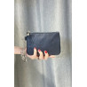 Porte-monnaie en cuir grainé véritable – Pochette zippée élégante pour femme