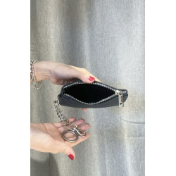 Porte-monnaie en cuir grainé véritable – Pochette zippée élégante pour femme