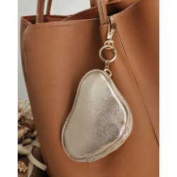 Porte-Monnaie Cœur en Cuir avec Porte-Clés et Accroche Sac