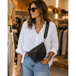 Sac Banane  Style Reporter  motif Tressé  – Sac Bandoulière Tendance