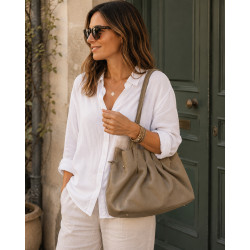 Sac Cabas Femme 100% Cuir Souple – Sac à Main Plissé Tendance