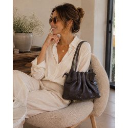 Sac Cabas Femme 100% Cuir Souple – Sac à Main Plissé Tendance