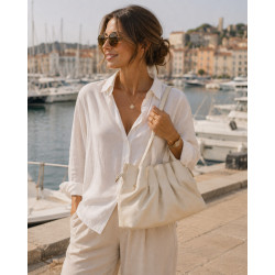 Sac Cabas Femme 100% Cuir Souple – Sac à Main Plissé Tendance