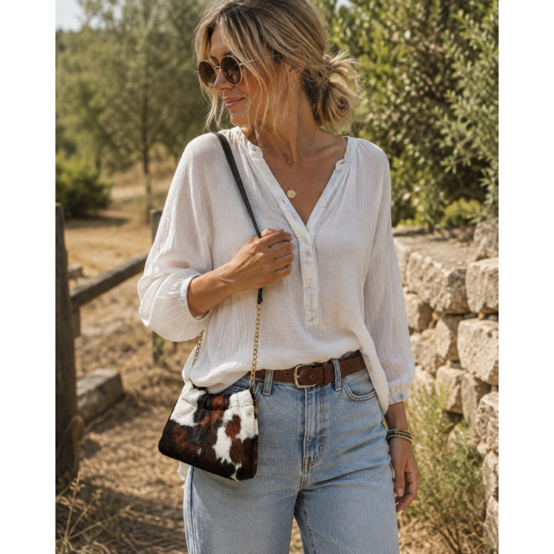 Petit Sac Bandoulière Femme Motif Animal – Sac Tendance avec Chaîne Dorée
