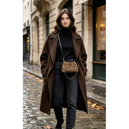 Petit Sac Bandoulière Femme Motif Animal – Sac Tendance avec Chaîne Dorée