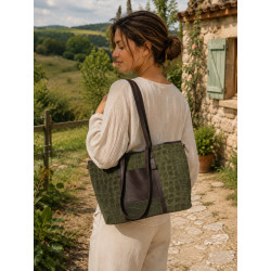 Grand Sac Cabas Femme 30% Cuir et 70% Daim – Sac Shopping Tendance