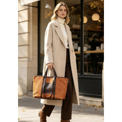 Grand Sac Cabas Femme 30% Cuir et 70% Daim – Sac Shopping Tendance