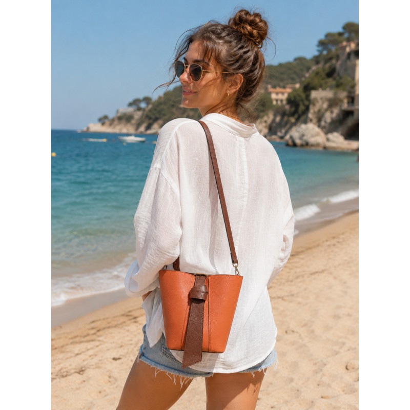 Sac Bandoulière en Cuir Grainé avec Pochette – Élégant & Tendance