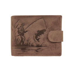 Porte-monnaie La Pêche en cuir vachette – Motif pêcheur et poisson