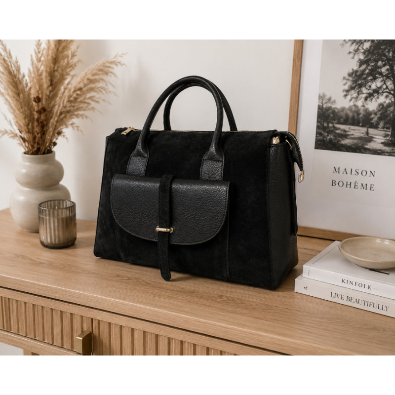 Sac à main femme 100% cuir – Sac à main noir élégant et intemporel