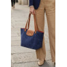 Sac cabas en daim avec pochette rouge et anses cuir