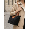 Sac cabas en daim avec pochette rouge et anses cuir