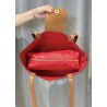 Sac cabas en daim avec pochette rouge et anses cuir